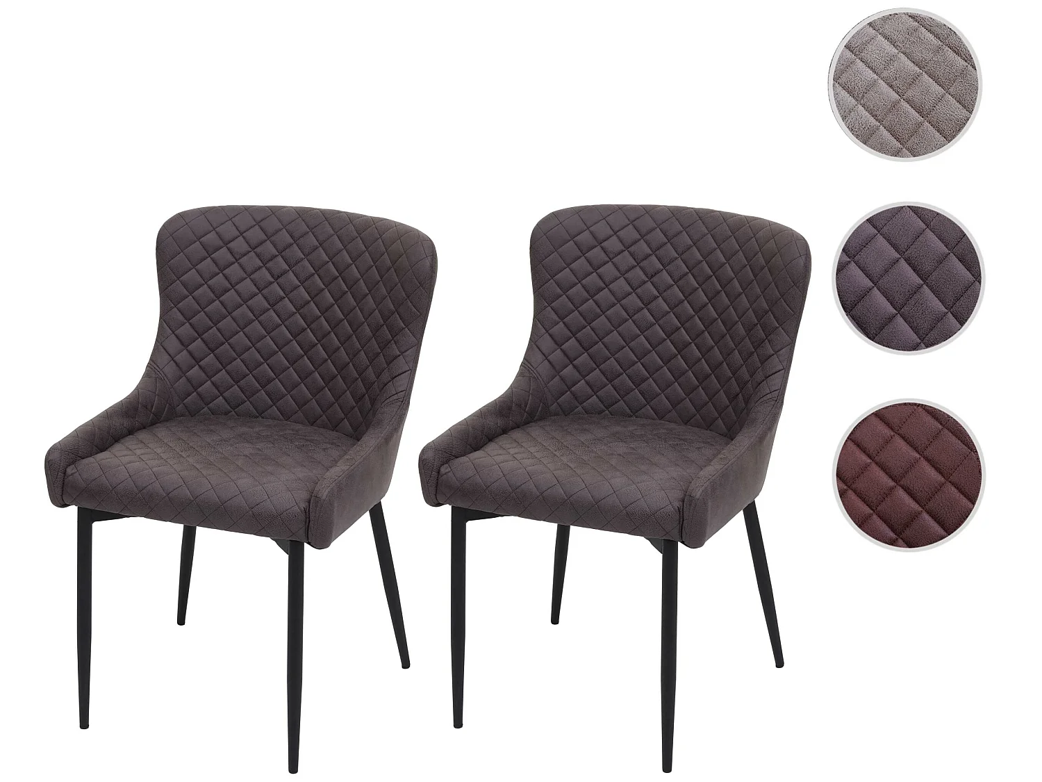 Eetkamerstoel MCW-H79 (set van 2),  stof/textiel donkergrijs