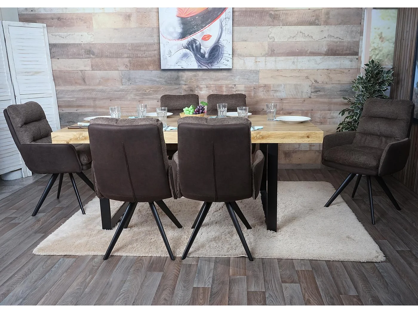 Eetkamerstoel MCW-G66,  bruin-donkerbruin, met armleuning