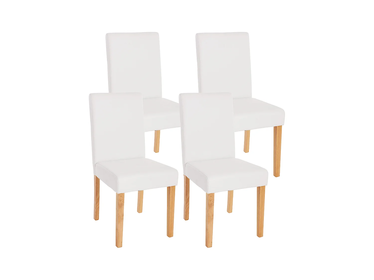 Chaise de salle à manger Littau (lot de 4),  simili-cuir, blanc mat, pieds clairs