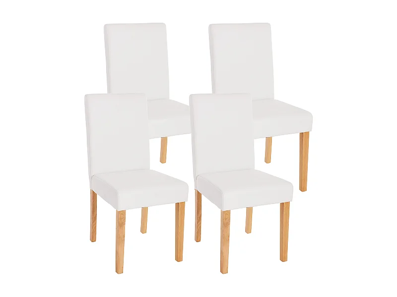 Chaise de salle à manger Littau (lot de 4),  simili-cuir, blanc mat, pieds clairs