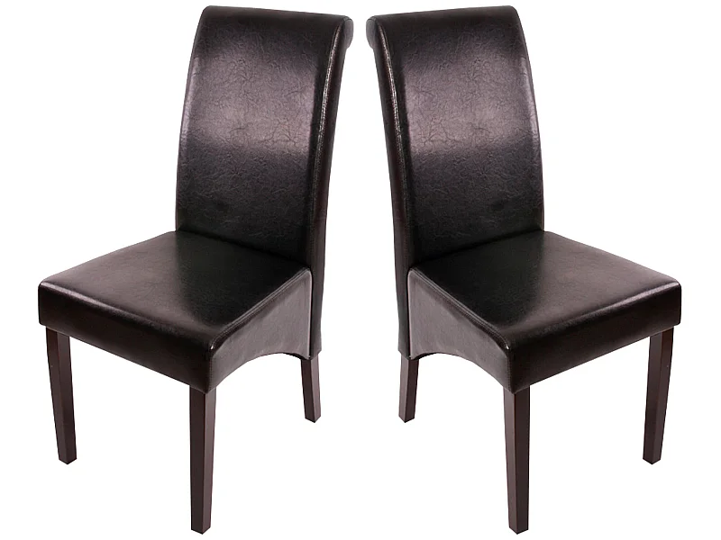 Silla de comedor Cesena (set de 2),  cuero, negro, pies oscuros