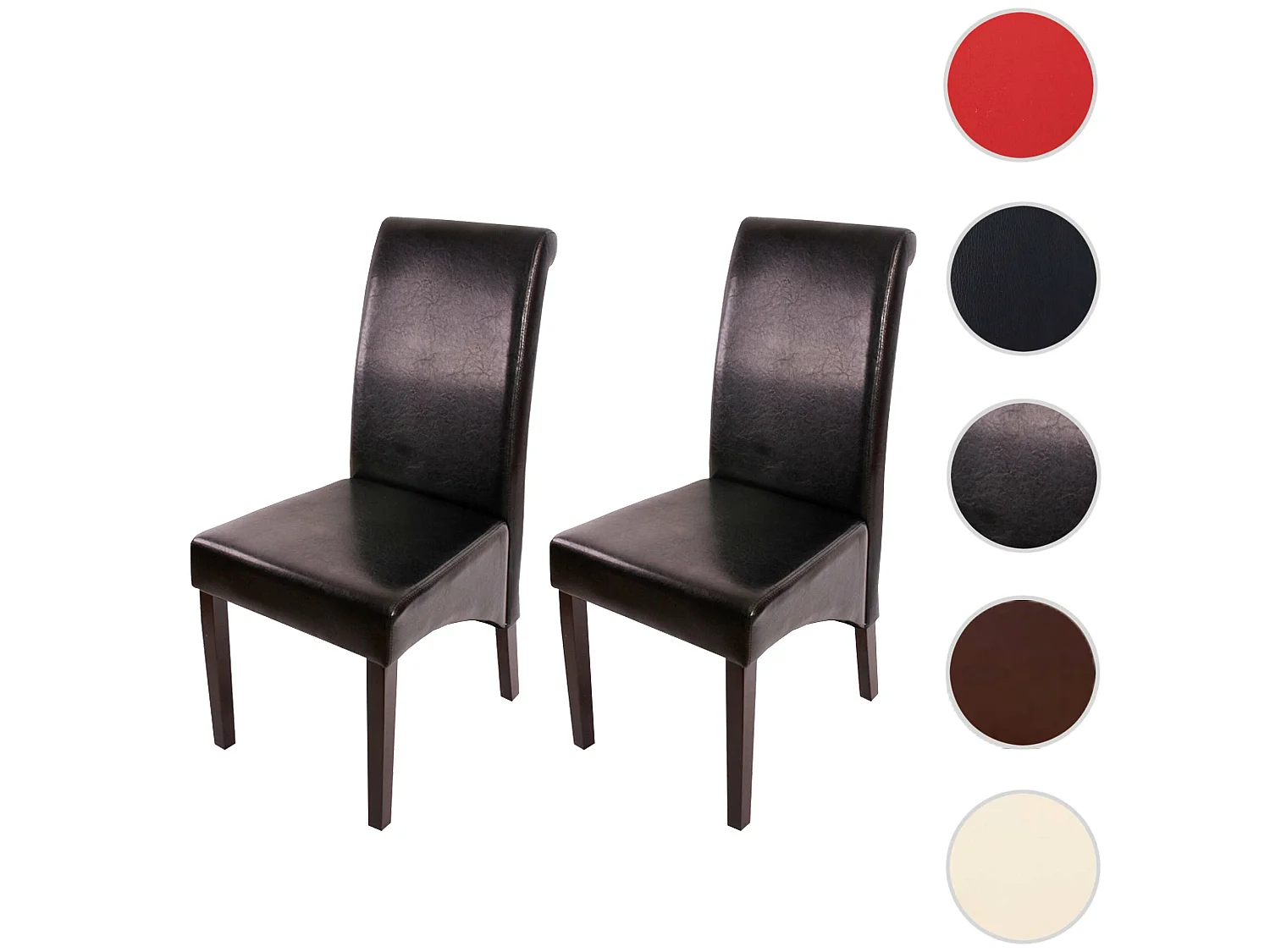 Set 2x sedie M37 soggiorno sala pranzo elegante lounge pelle 50x46x99cm nero piedi scuri