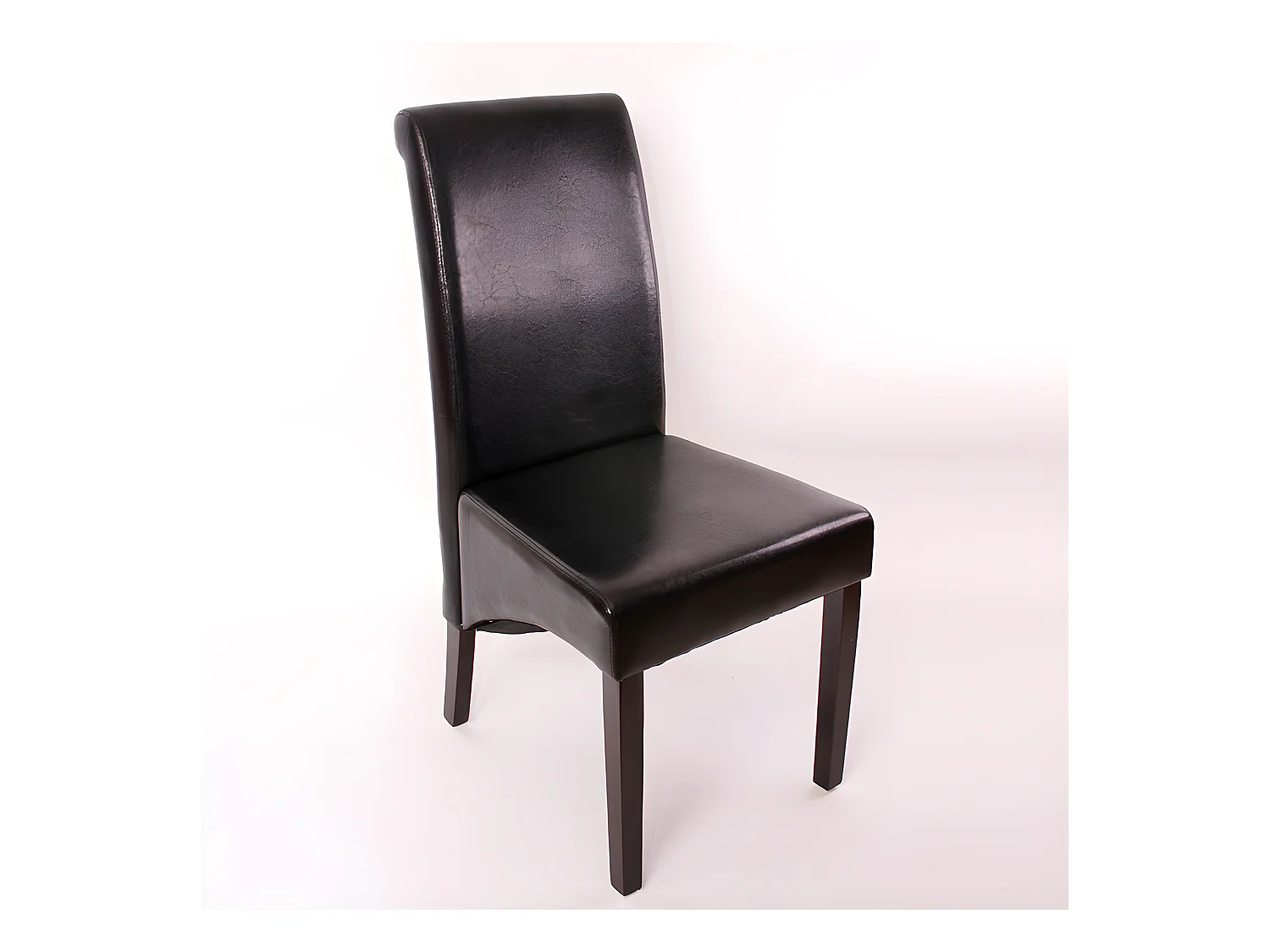 Eetkamerstoel Cesena (set van 2),  leer, zwart, donkere poten