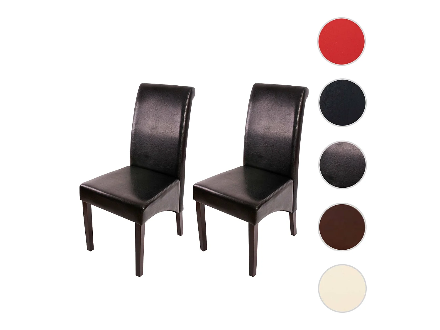 Eetkamerstoel Cesena (set van 2),  leer, zwart, donkere poten