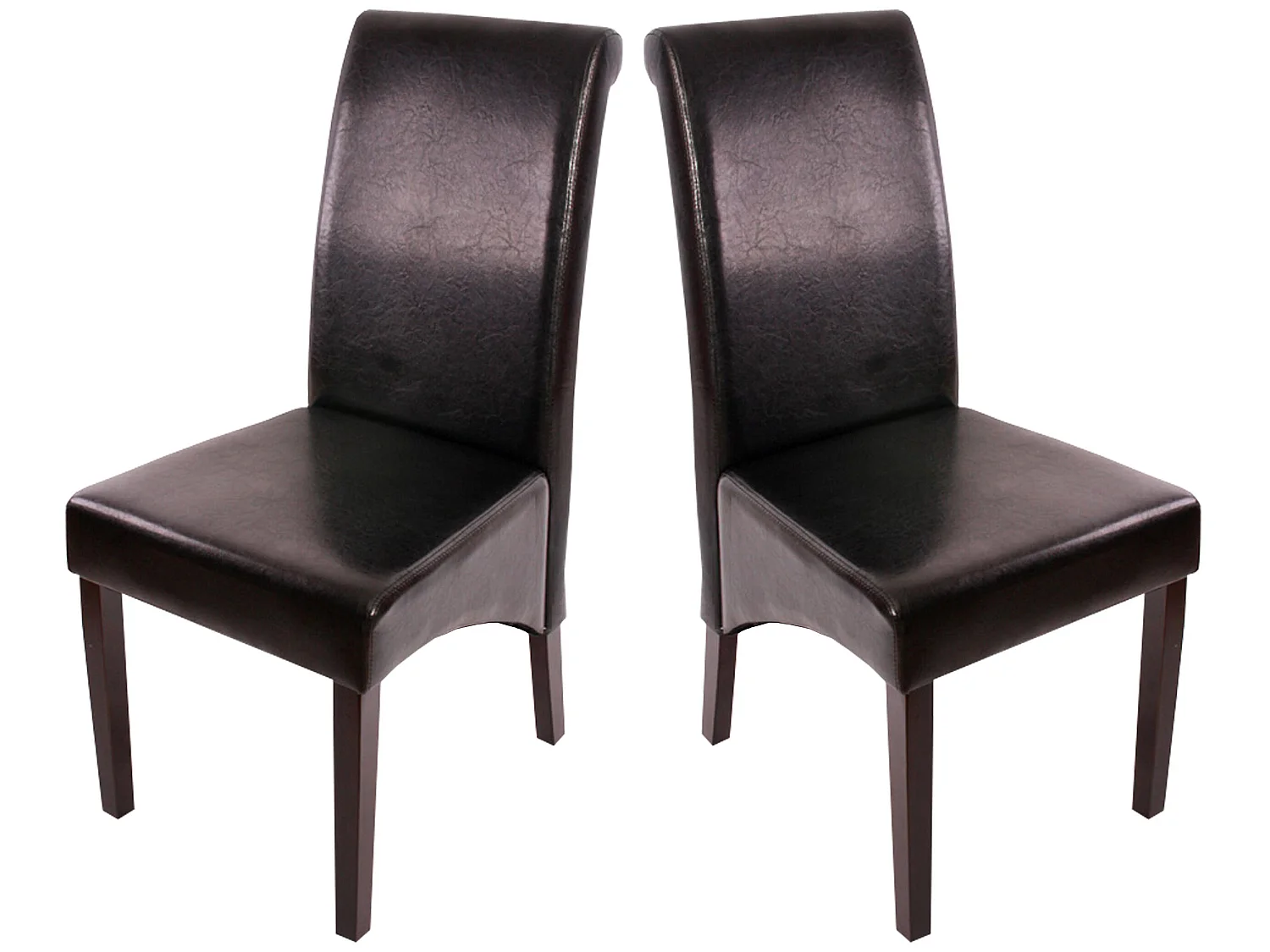 Esszimmerstuhl Cesena (2er-Set), Leder, schwarz, dunkle Füße