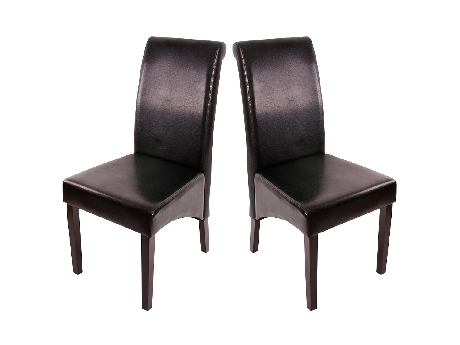 Esszimmerstuhl Cesena (2er-Set), Leder, schwarz, dunkle Füße