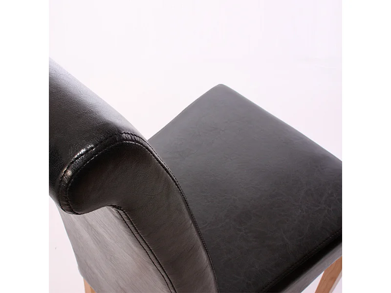 Esszimmerstuhl Cesena (2er-Set), Leder, schwarz, dunkle Füße