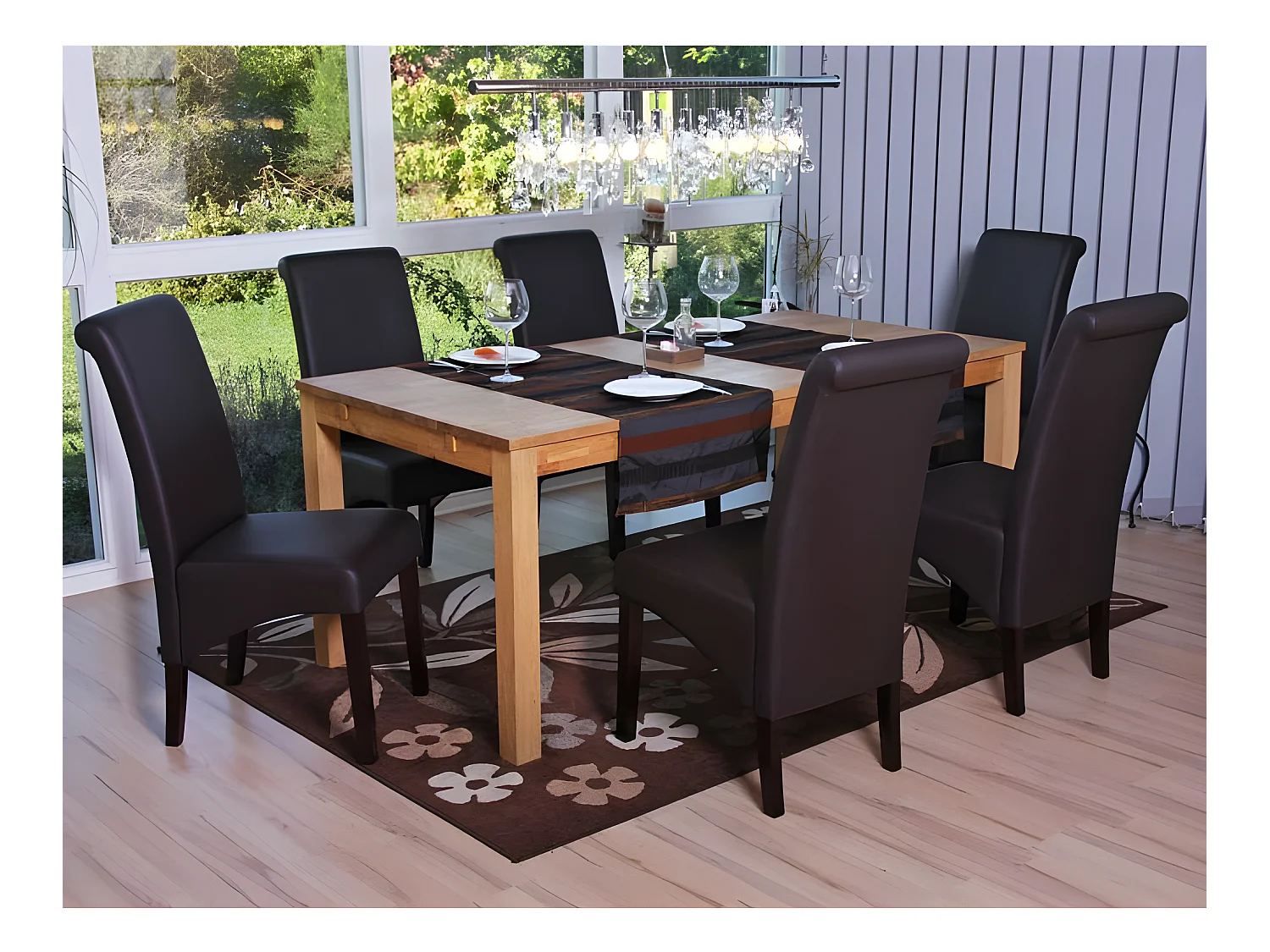 Chaise de salle à manger M37 (lot de 6),  similicuir mat, marron, pieds foncés