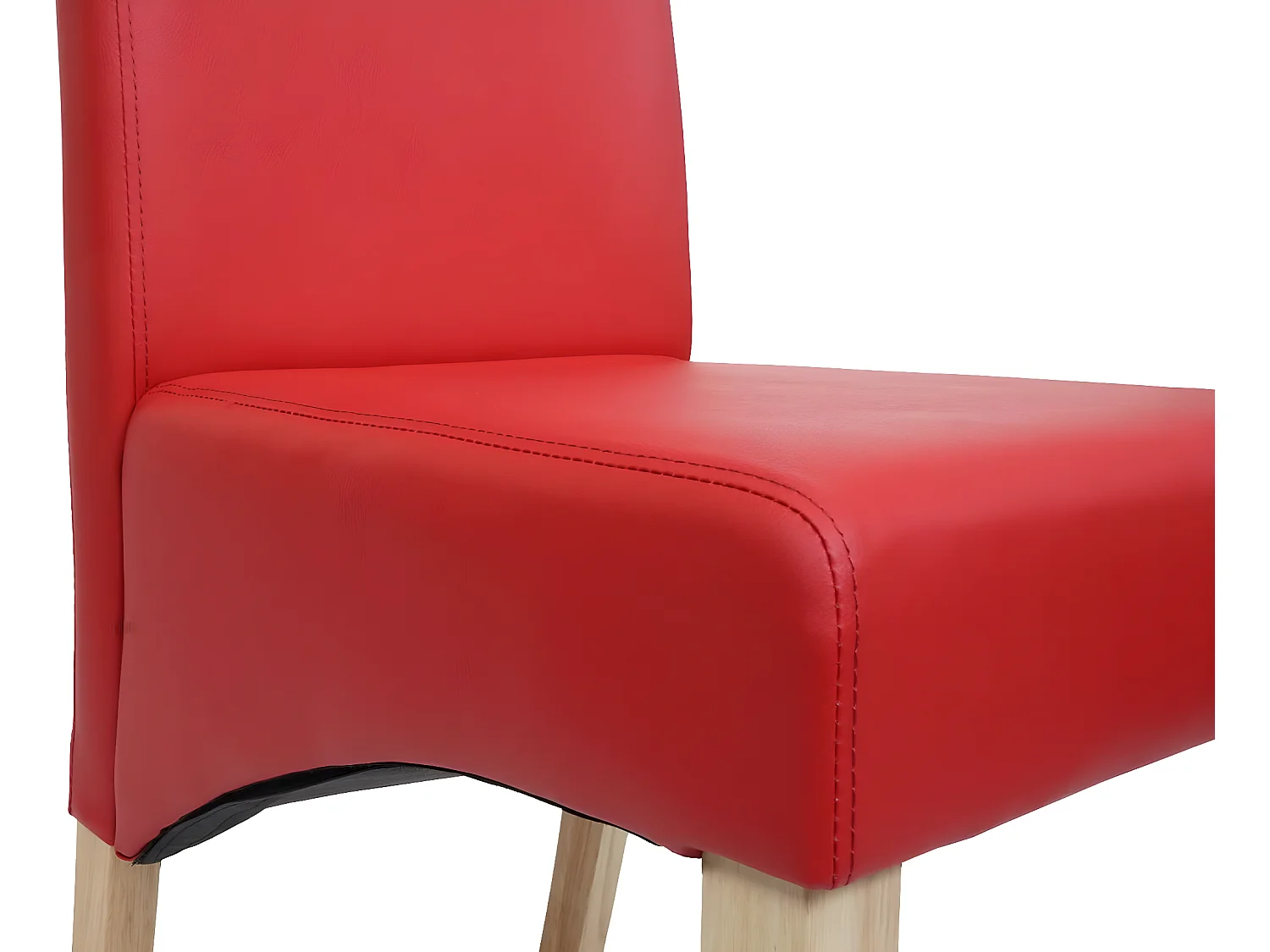 Chaise de salle à manger M37 (lot de 6),  similicuir mat, rouge, pieds clairs