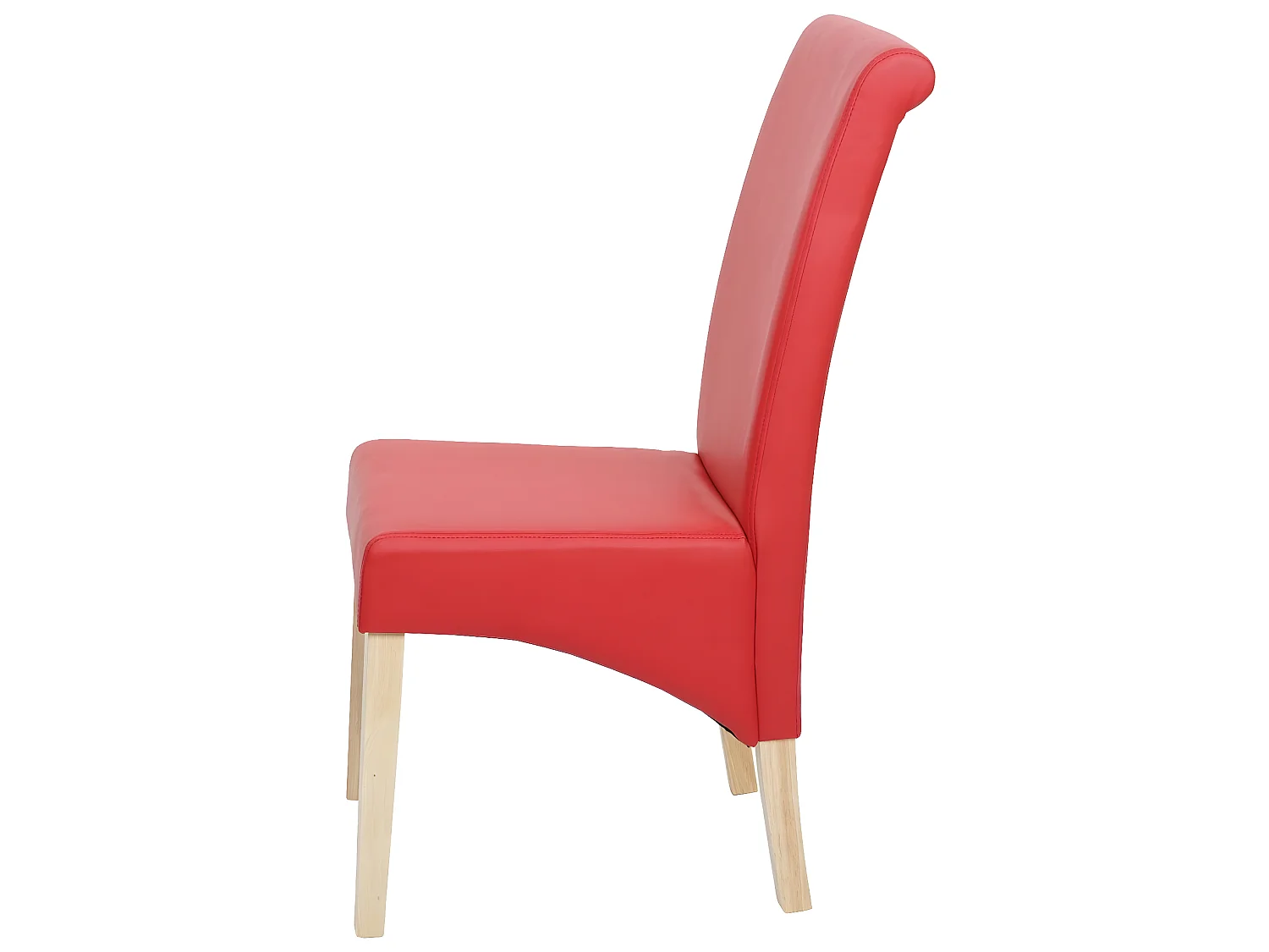 Esszimmerstuhl M37 (6er Set), Kunstleder matt, rot, helle Füße