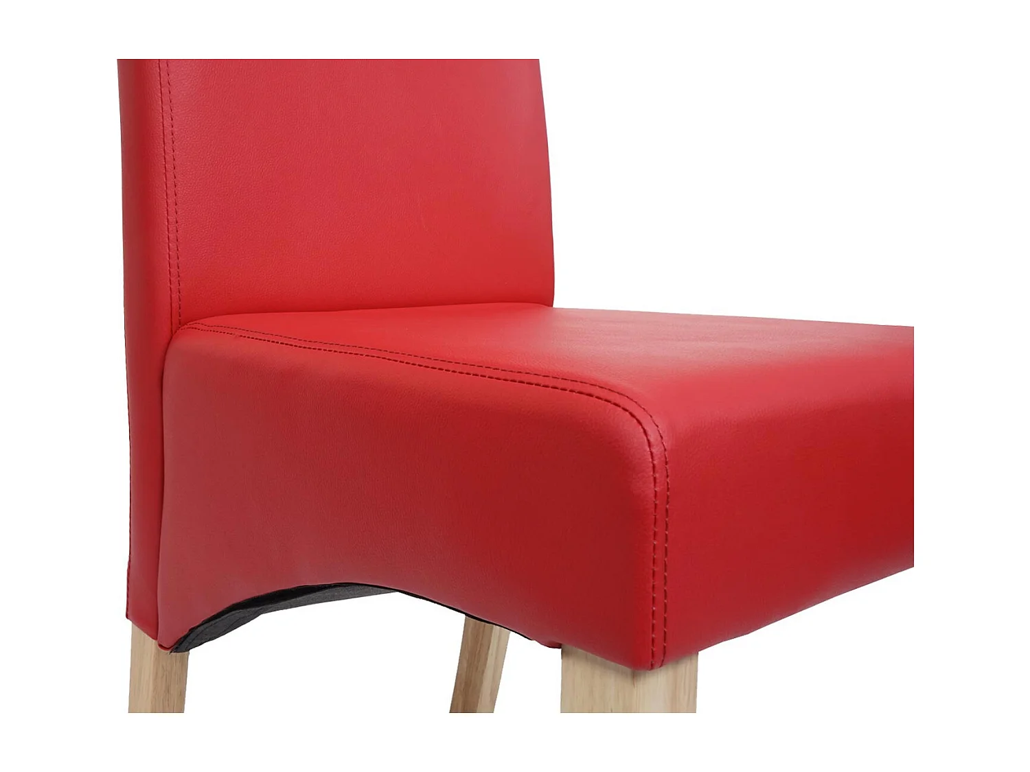 Chaise de salle à manger M37 (lot de 6),  similicuir mat, rouge, pieds clairs