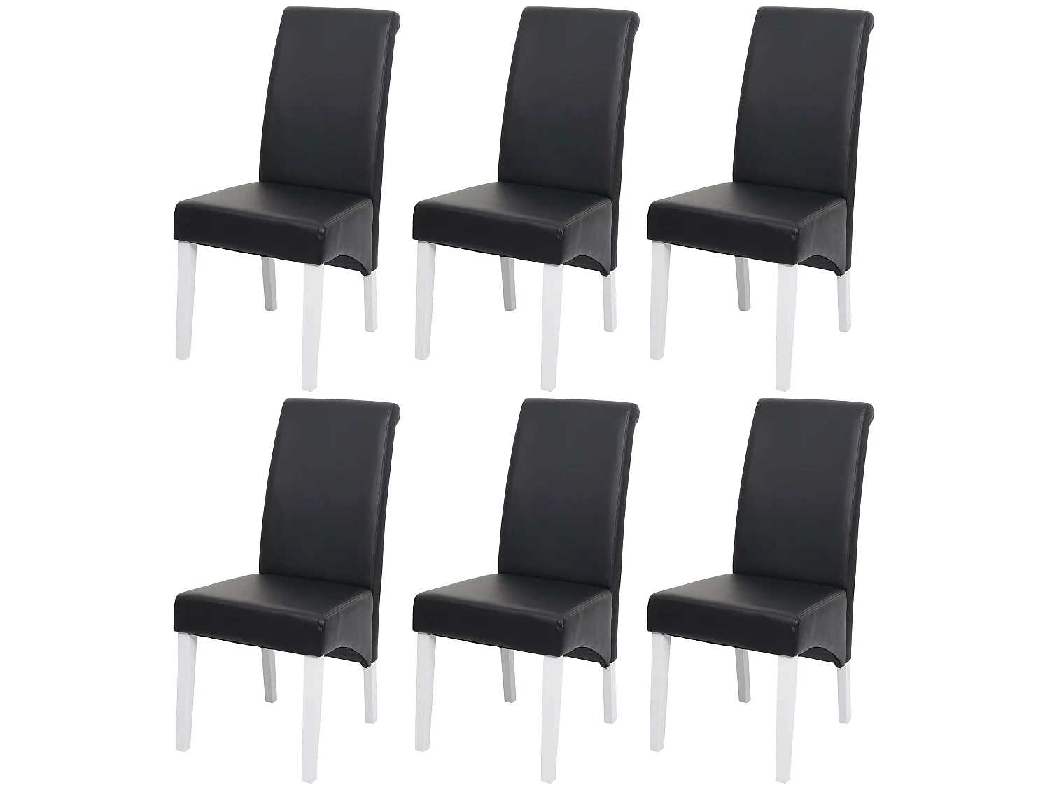Chaise de salle à manger M37 (lot de 6),  cuir, noir, pieds blancs