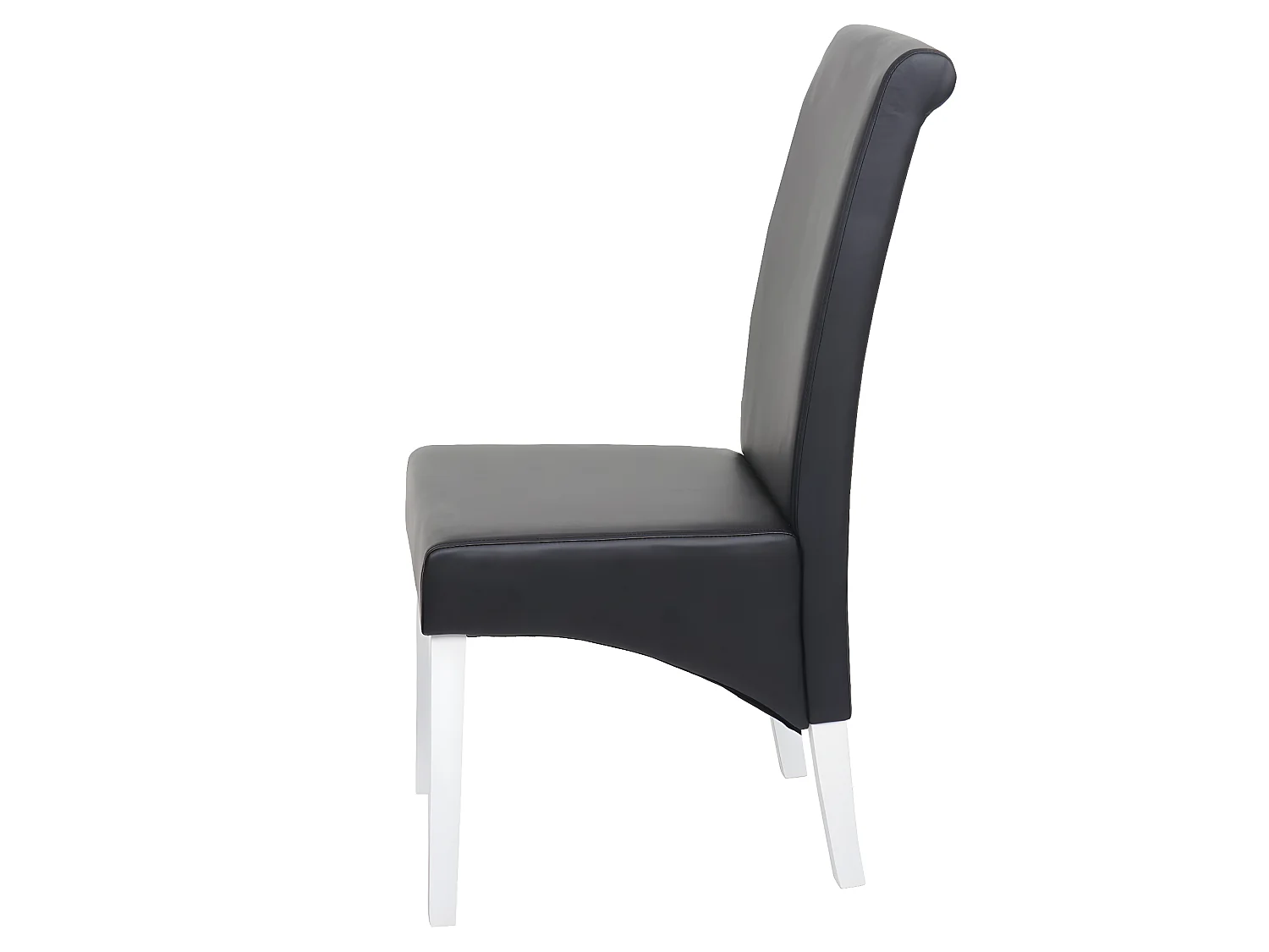 Chaise de salle à manger M37 (lot de 6),  cuir, noir, pieds blancs