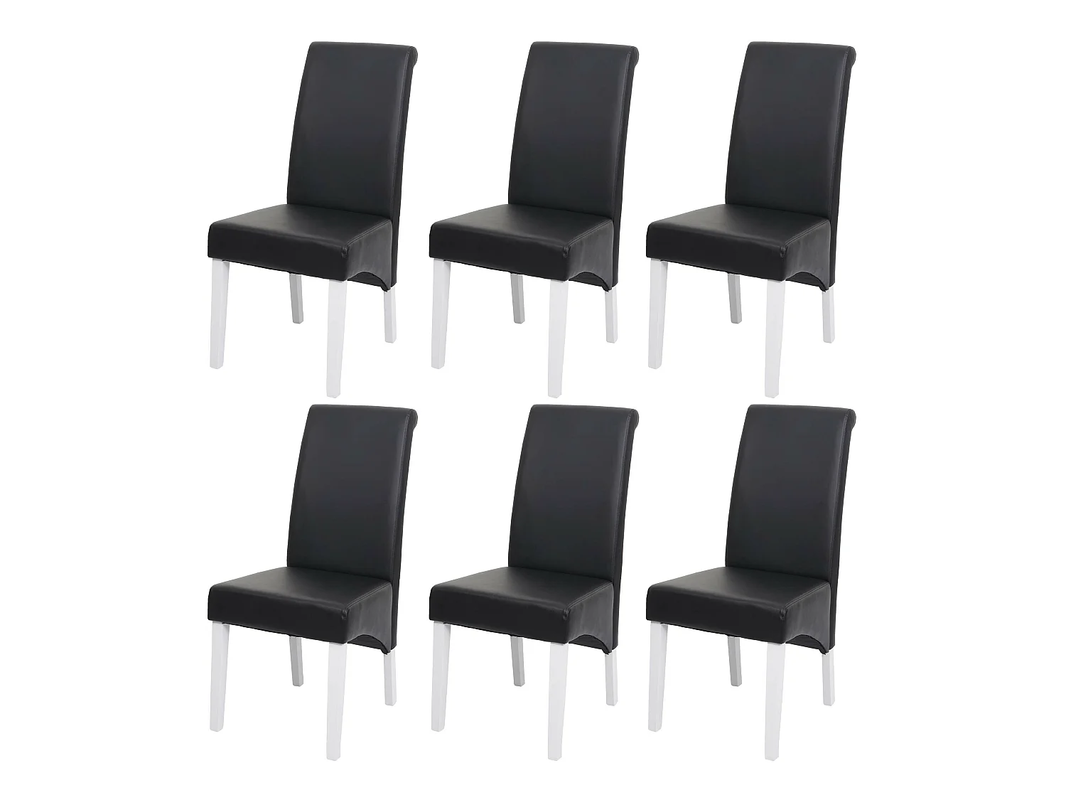 Eetkamerstoel M37 (set van 6),  leer, zwart, witte poten