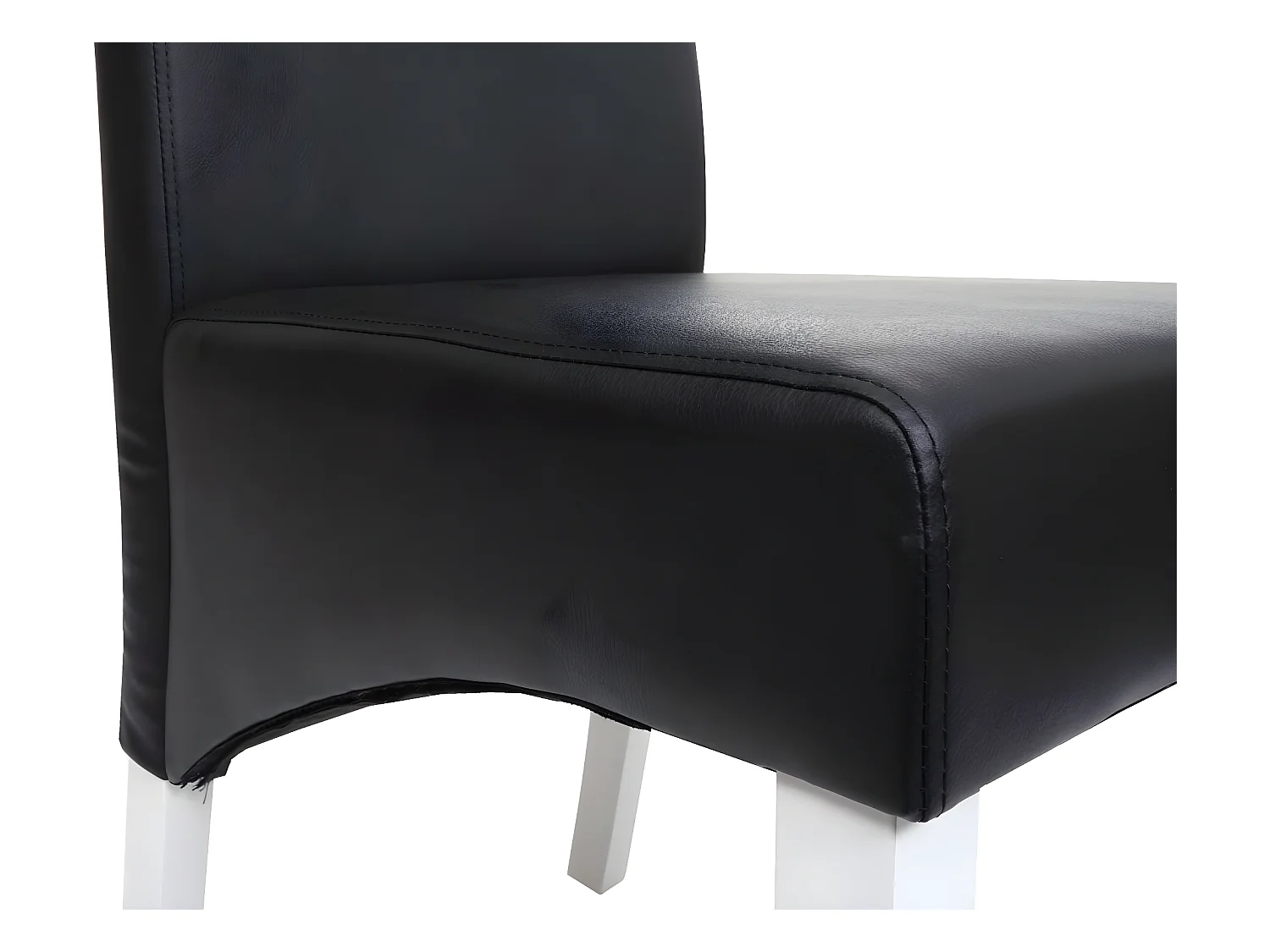 Eetkamerstoel M37 (set van 6),  leer, zwart, witte poten