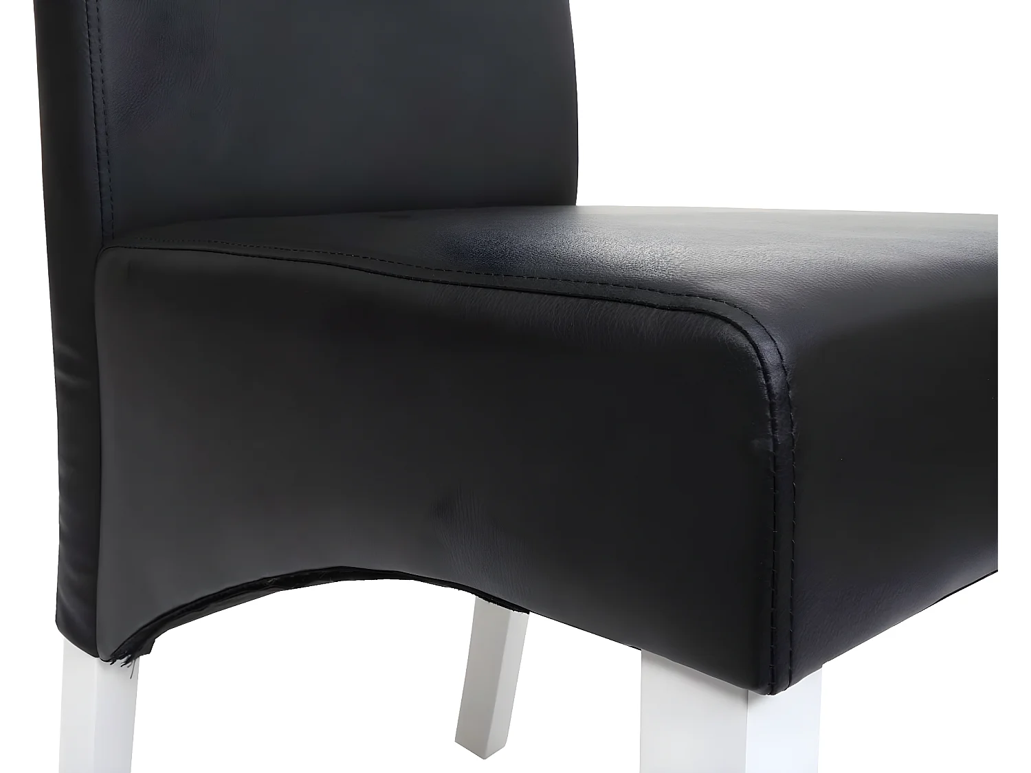 Chaise de salle à manger M37 (lot de 6),  cuir, noir, pieds blancs