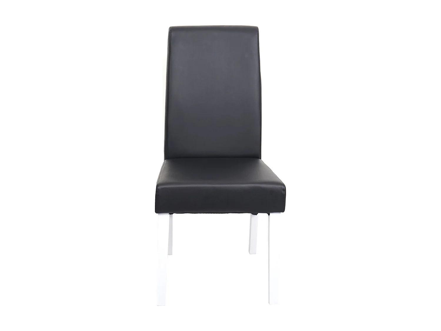 Set 6x sedie M37 soggiorno sala pranzo elegante lounge pelle 50x46x99cm nero piedi bianchi