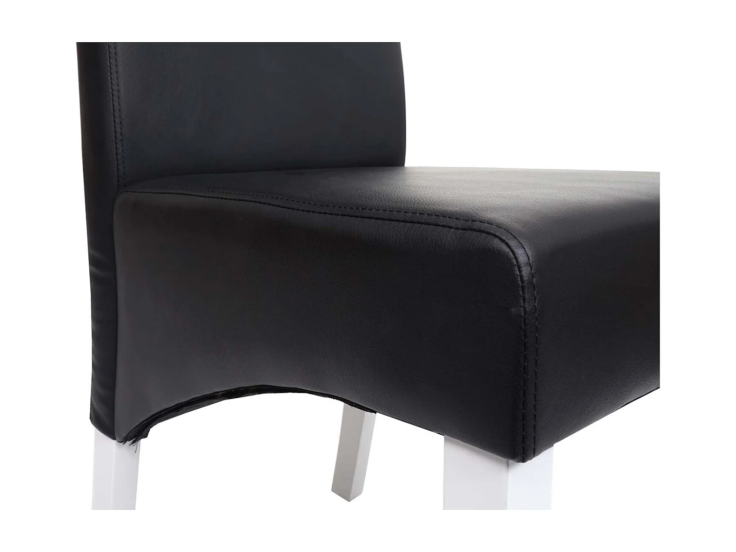 Set 6x sedie M37 soggiorno sala pranzo elegante lounge pelle 50x46x99cm nero piedi bianchi
