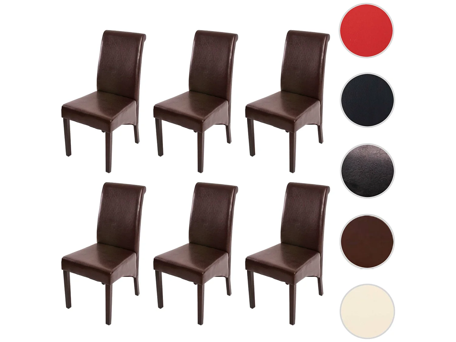 Eetkamerstoel M37 (set van 6),  leer, bruin, donkere poten