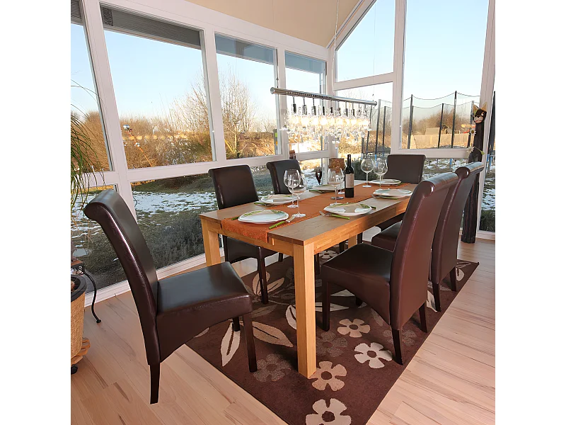 Set 6x sedie M37 soggiorno sala pranzo elegante lounge pelle 50x46x99cm marrone piedi scuri