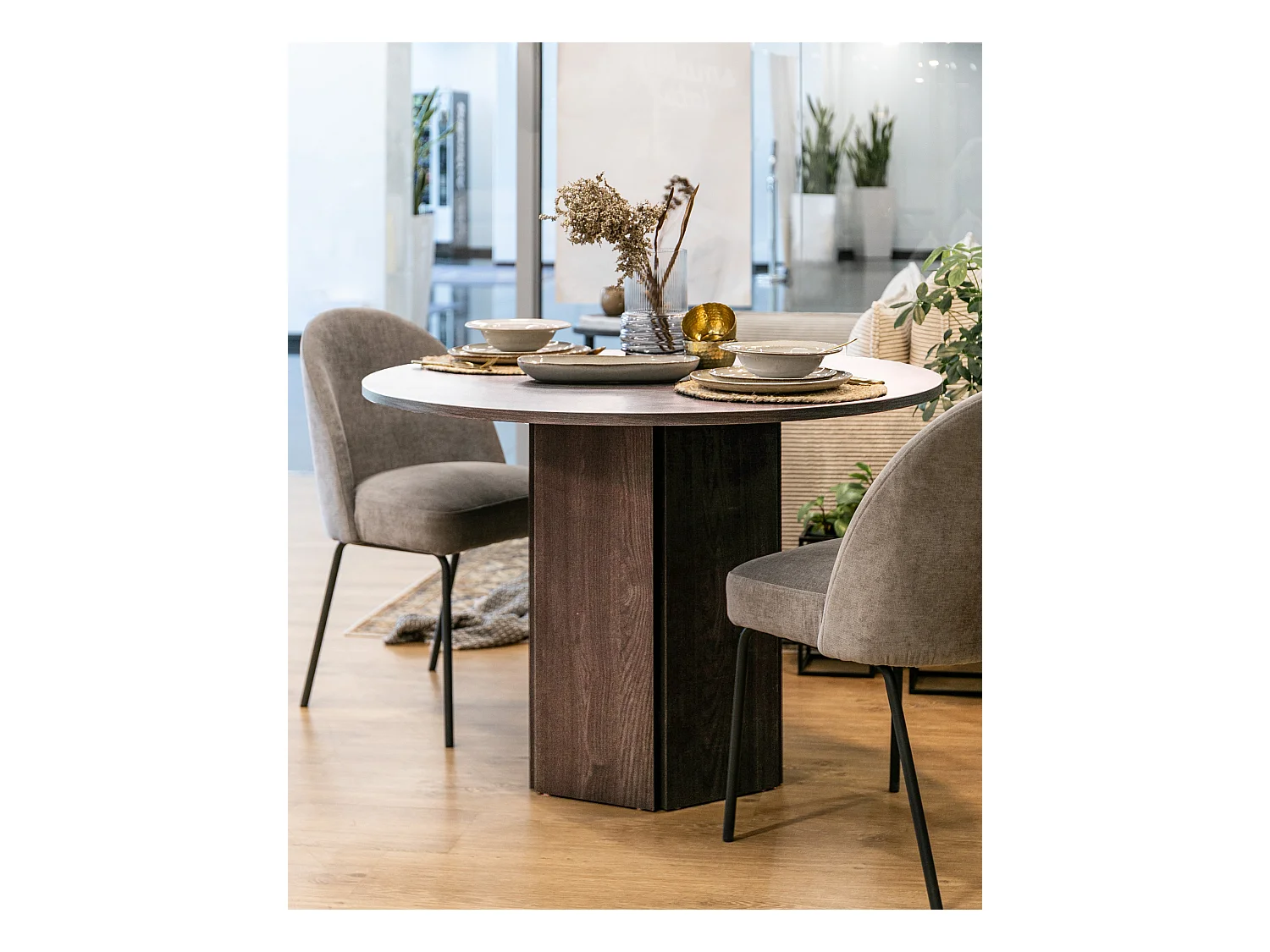 Esstisch - rund 110 cm - Wisconsin Nussbaum - HEXA