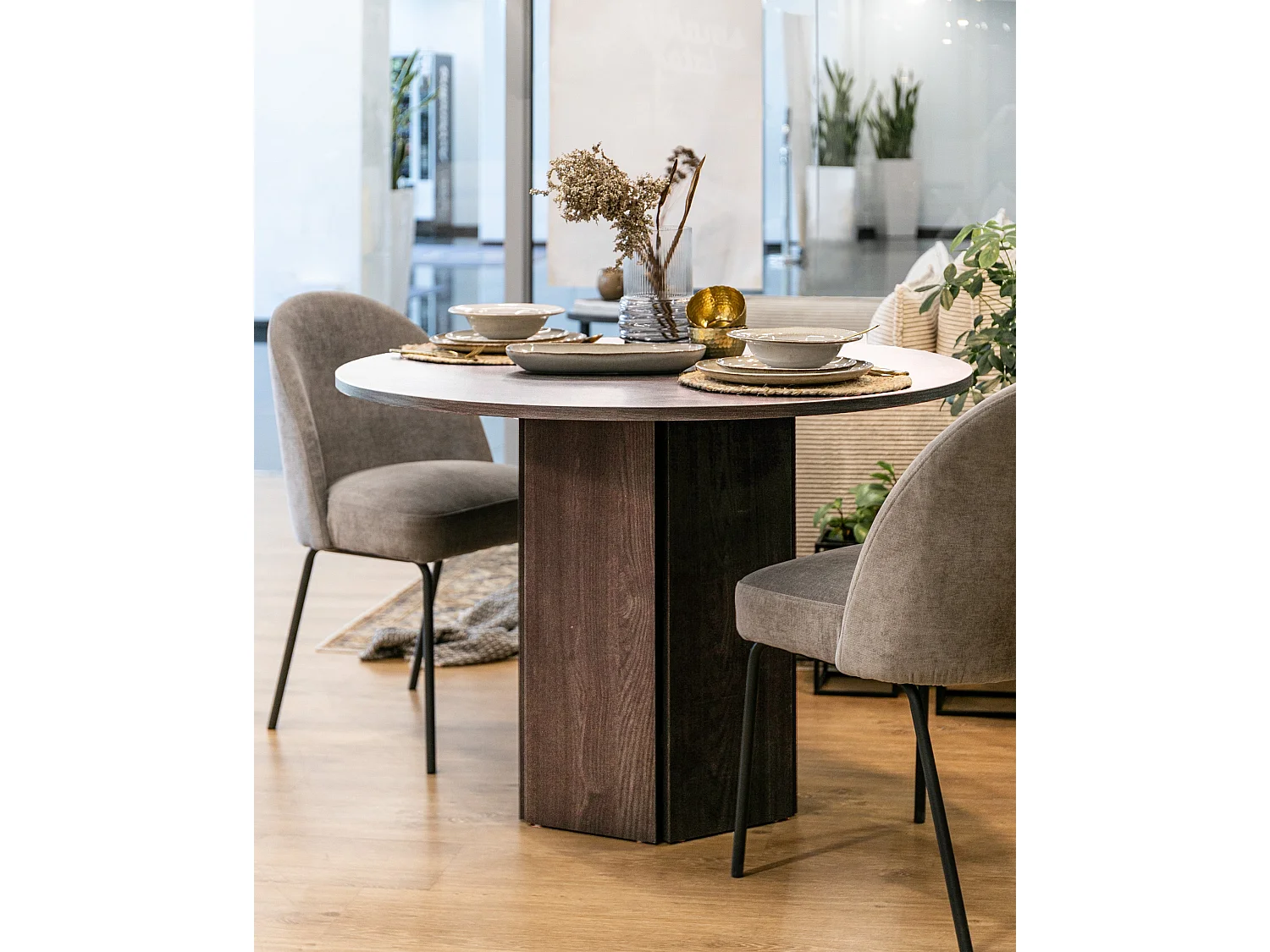 Table ronde - 110 cm - Noyer Wisconsin - HEXA