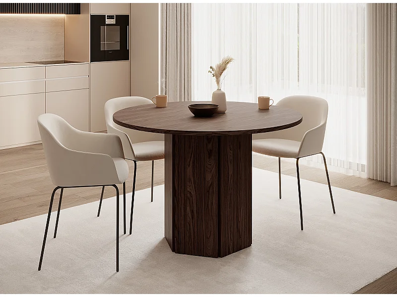 Table ronde - 110 cm - Noyer Wisconsin - HEXA