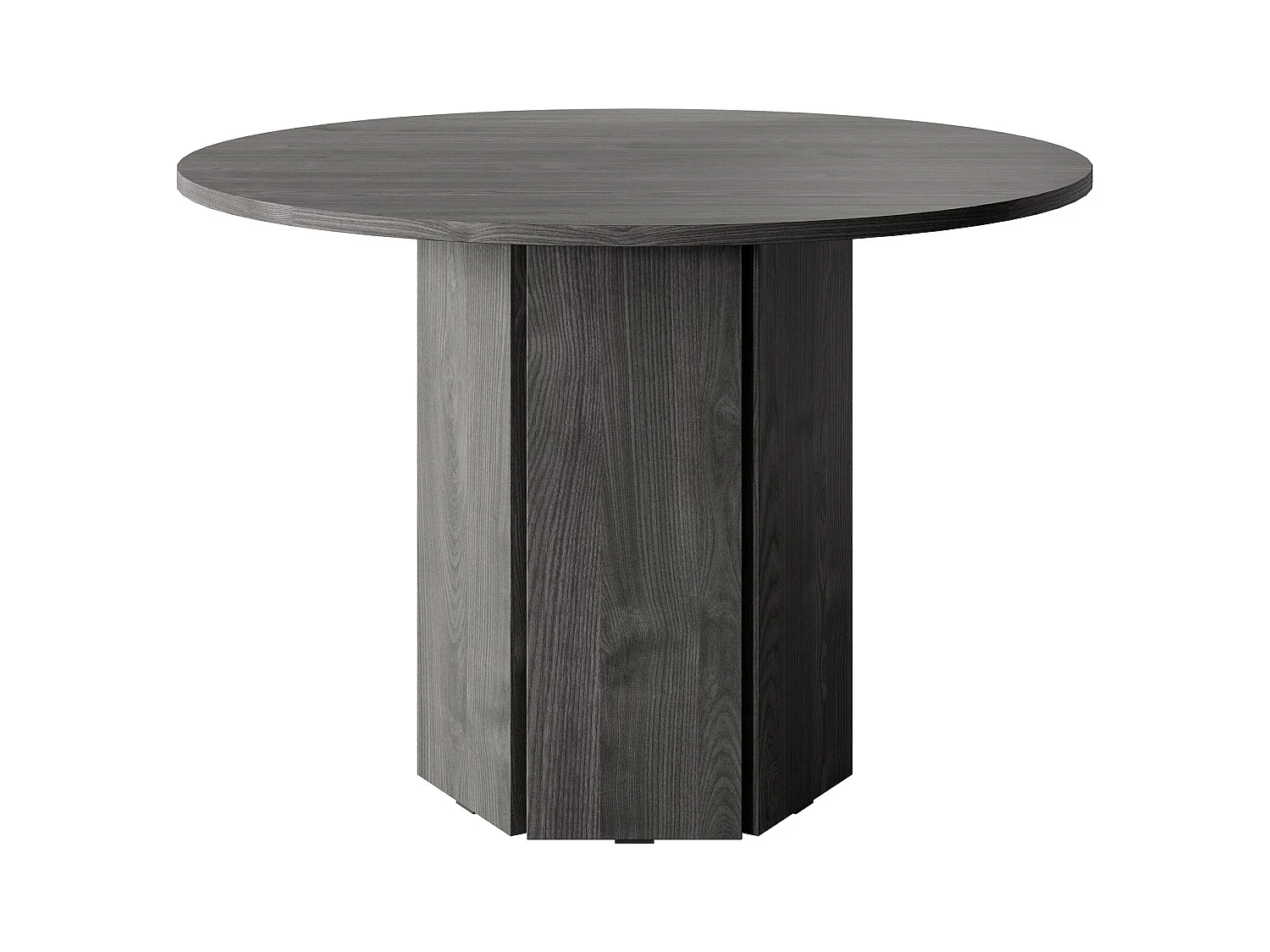 Esstisch - rund 110 cm - Portland Esche Schwarz - HEXA