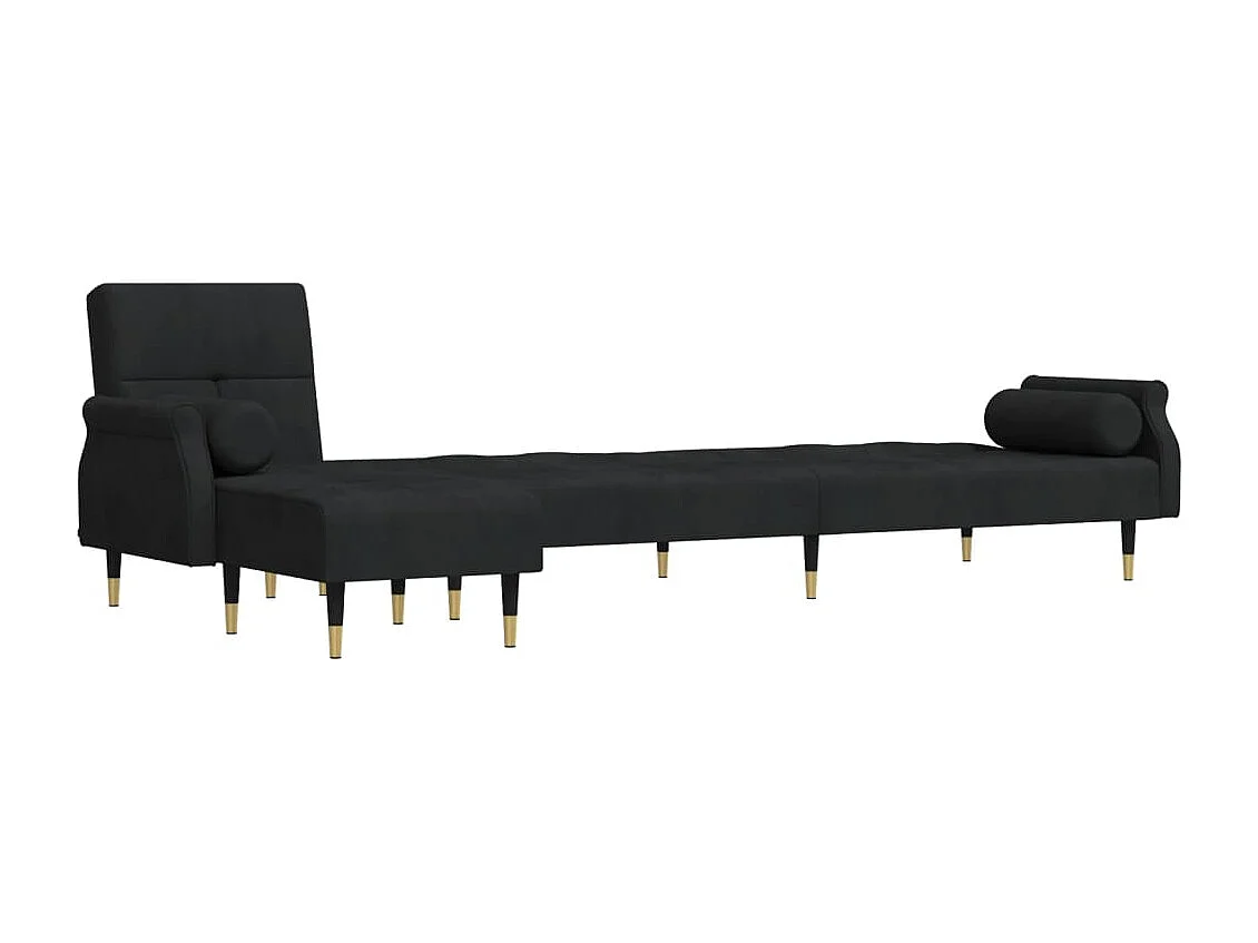 Slaapbank L-vormig 271x140x70 cm fluweel zwart