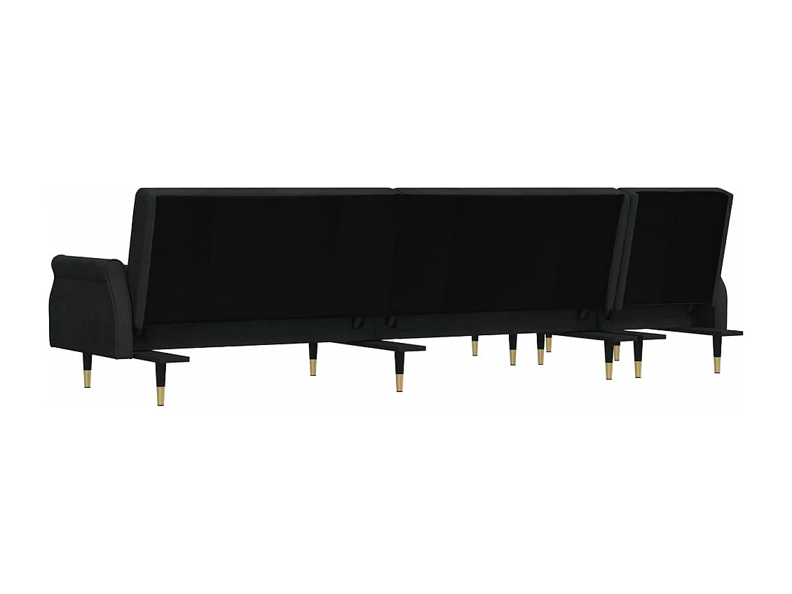 Slaapbank L-vormig 271x140x70 cm fluweel zwart