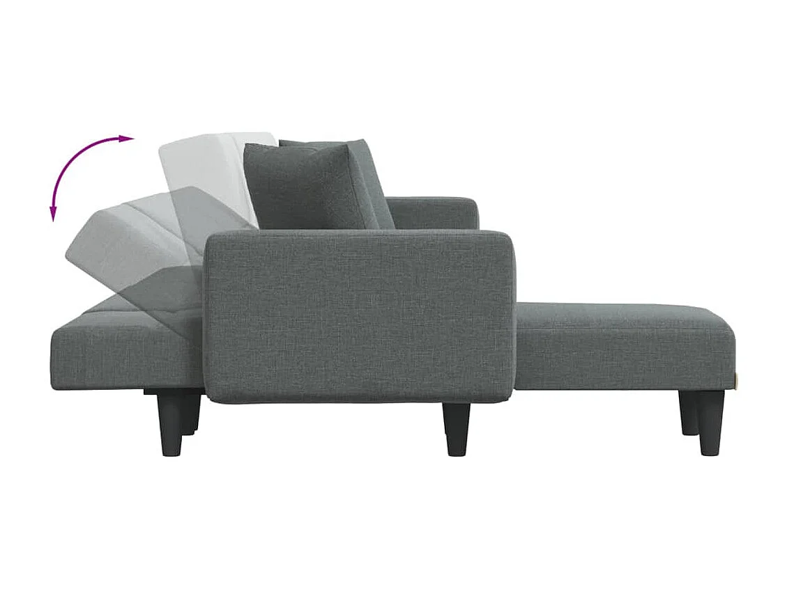 Sofá-cama em forma de L 275x140x70 cm tecido cinzento-escuro