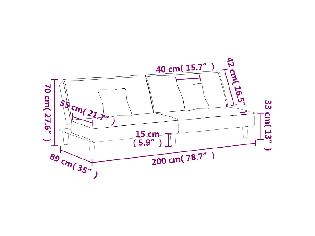 Slaapbank stof lichtgeel