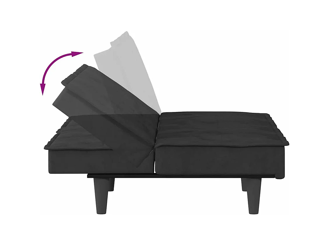 Schlafsofa mit Getränkehaltern Schwarz Samt