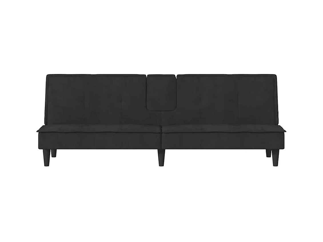 Schlafsofa mit Getränkehaltern Schwarz Samt