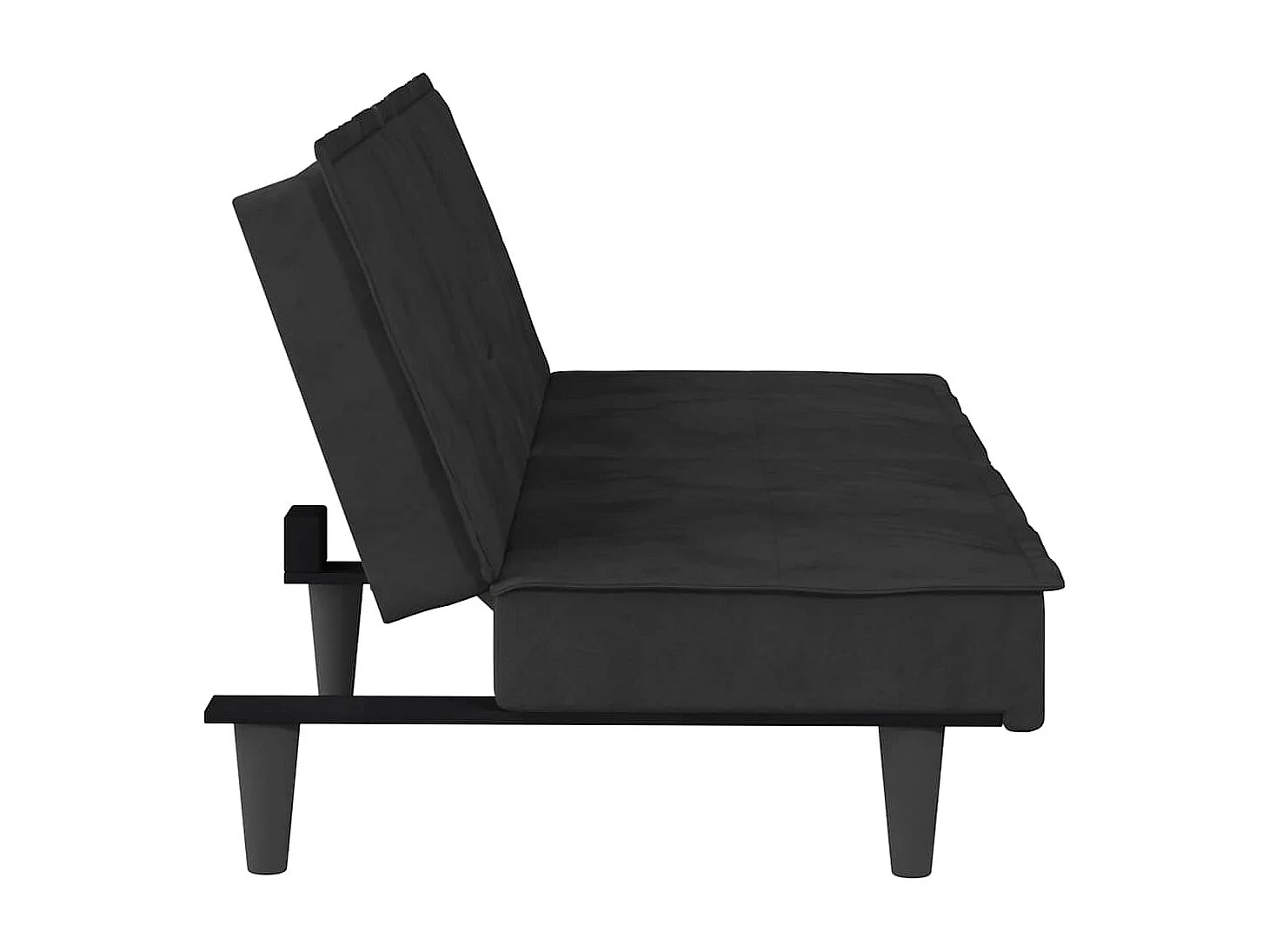 Schlafsofa mit Getränkehaltern Schwarz Samt