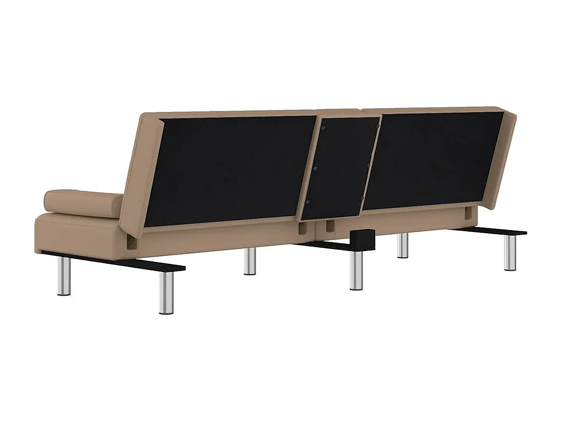 Divano Letto con Portabicchieri in Similpelle Cappuccino