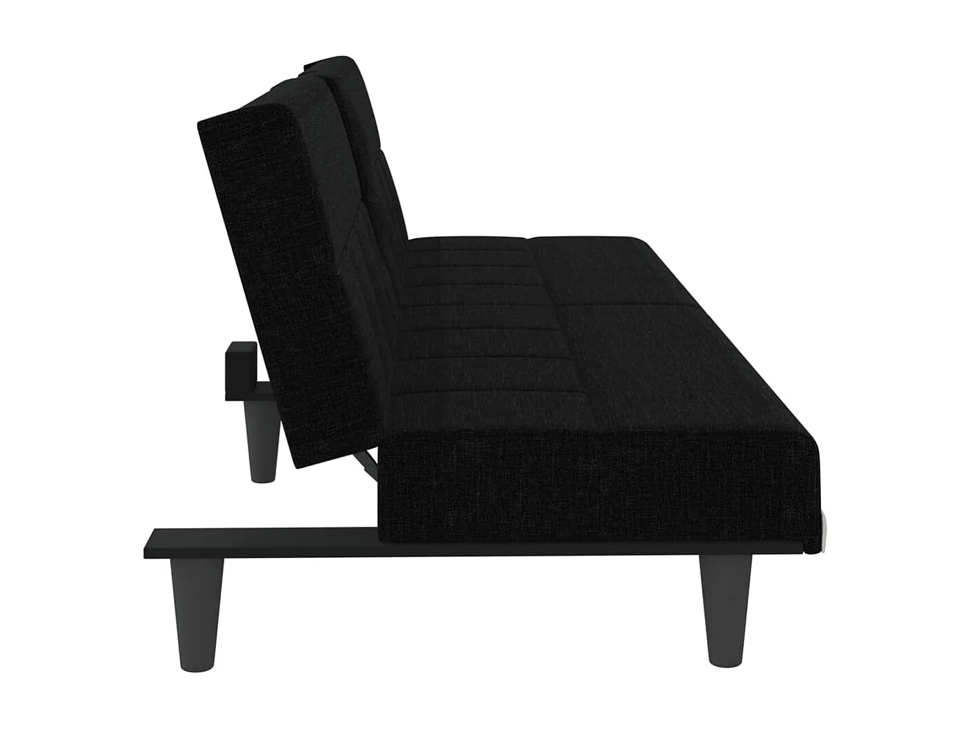 Schlafsofa mit Getränkehaltern Schwarz Stoff