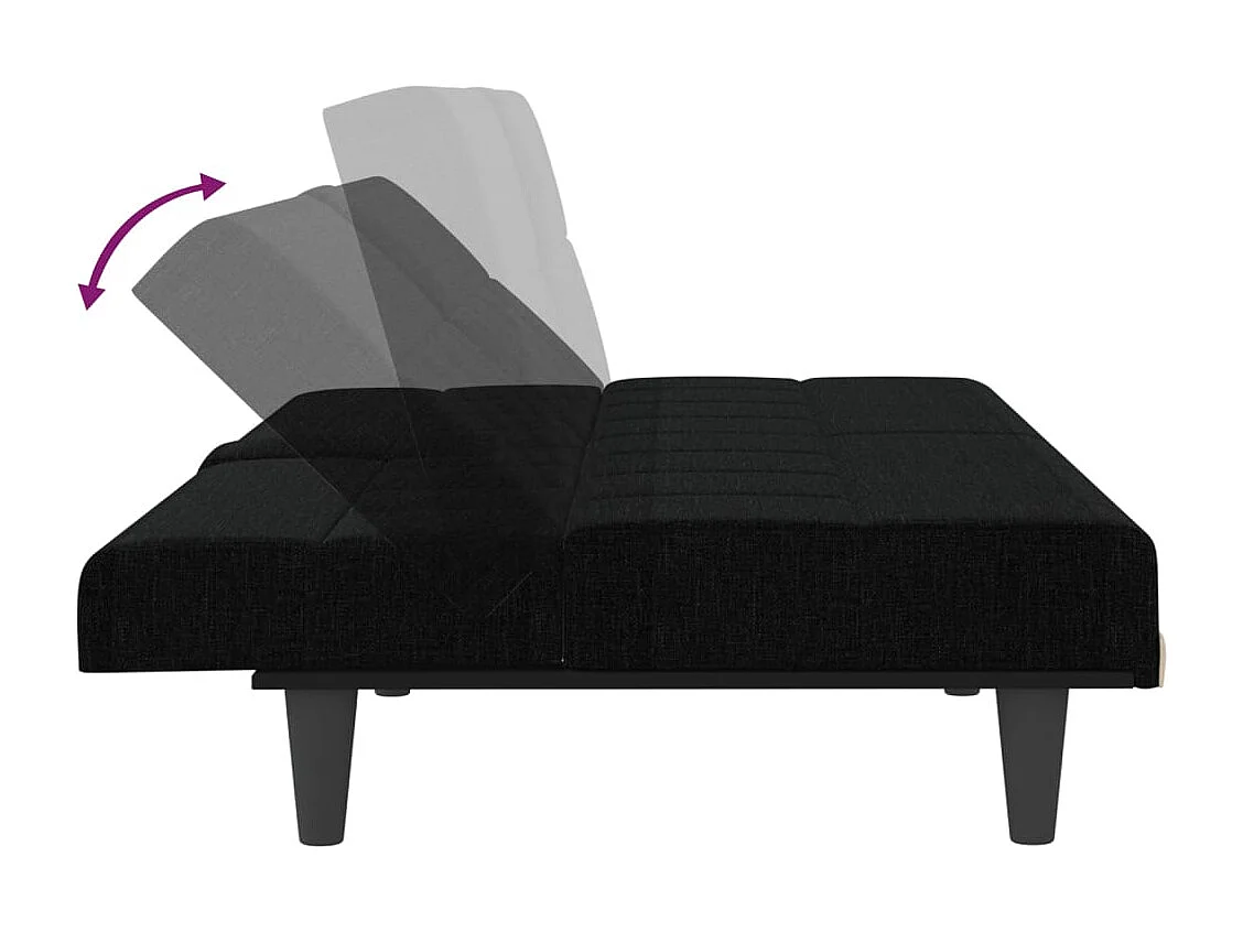 Schlafsofa mit Getränkehaltern Schwarz Stoff