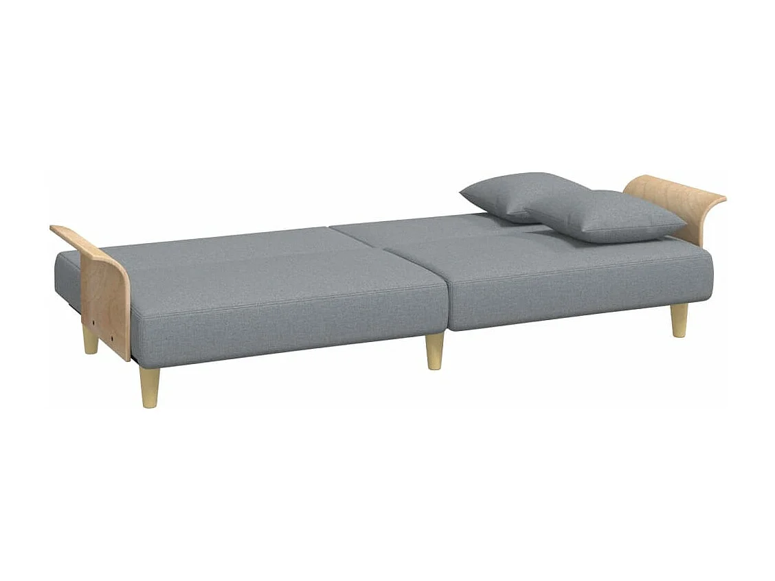 Canapé-lit avec accoudoirs gris clair tissu