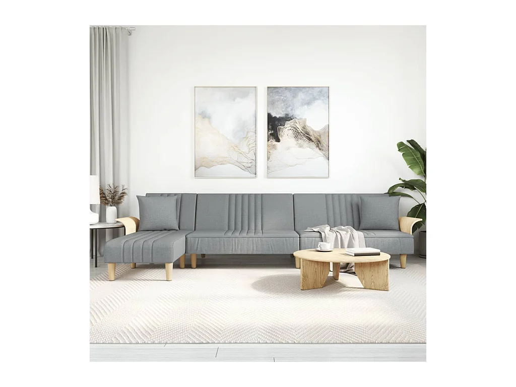 Divano Letto a L Grigio Chiaro 279x140x70 cm in Tessuto