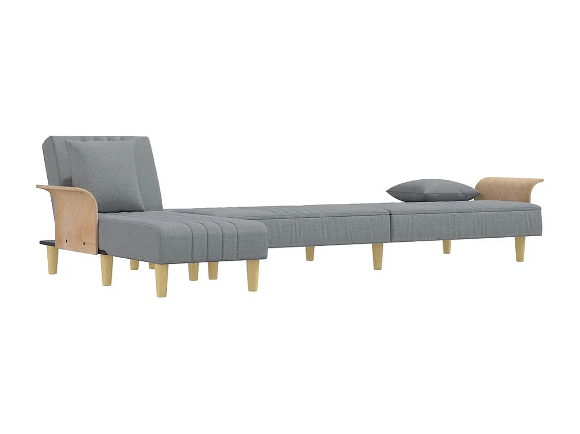 Canapé-lit en forme de L gris clair 279x140x70 cm tissu