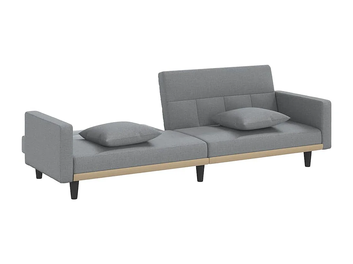 Canapé-lit avec coussins gris clair tissu