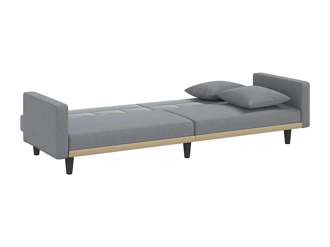 Canapé-lit avec coussins gris clair tissu