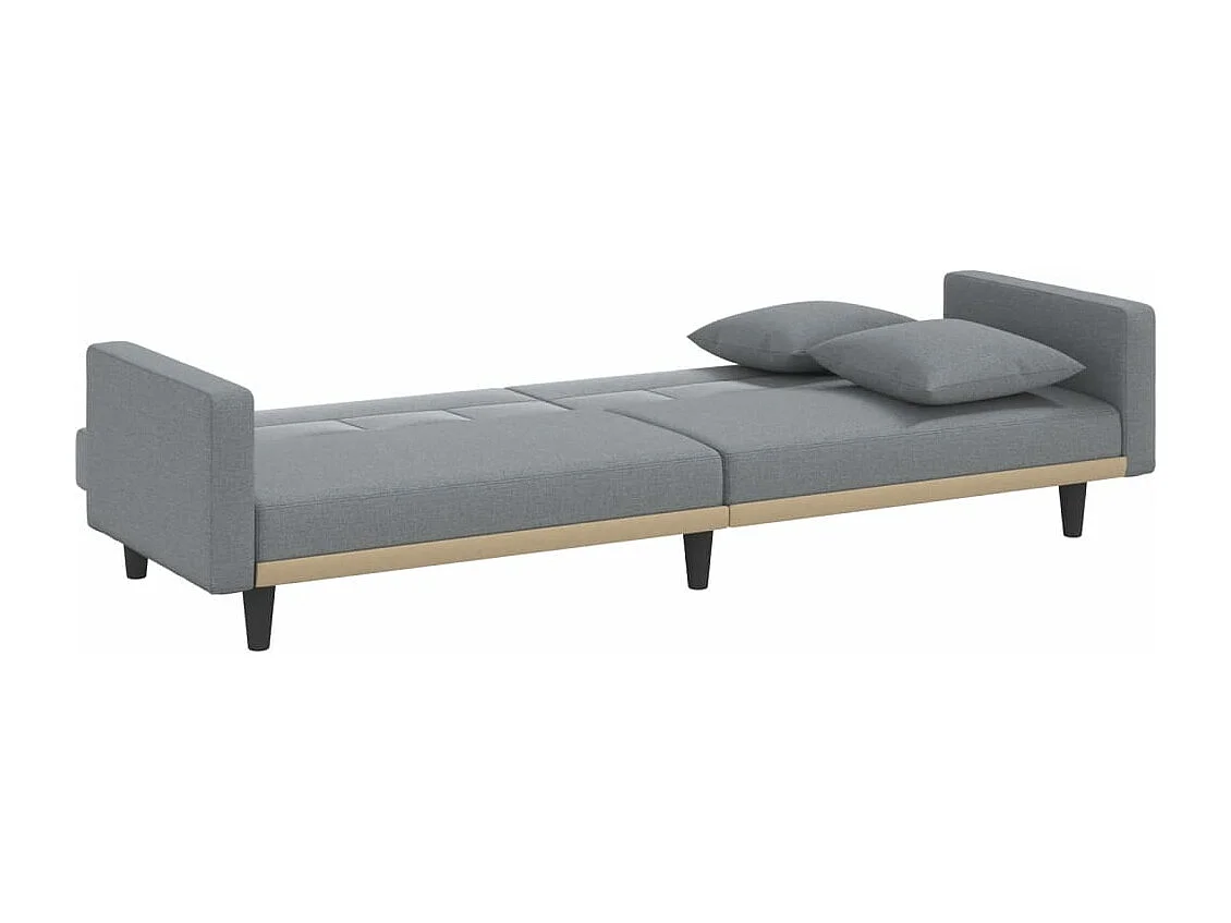 Canapé-lit avec coussins gris clair tissu