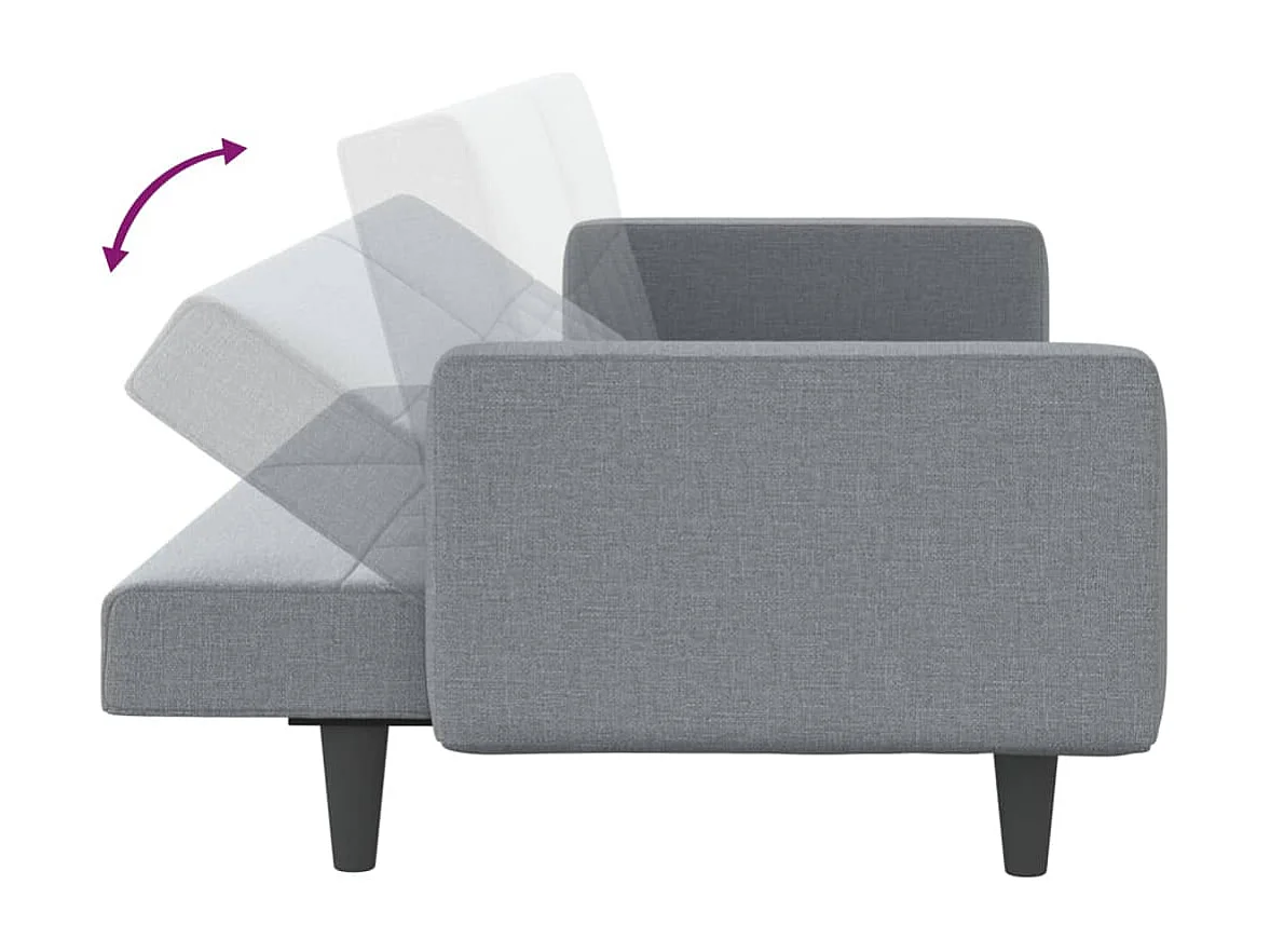 Canapé-lit avec coussins gris clair tissu