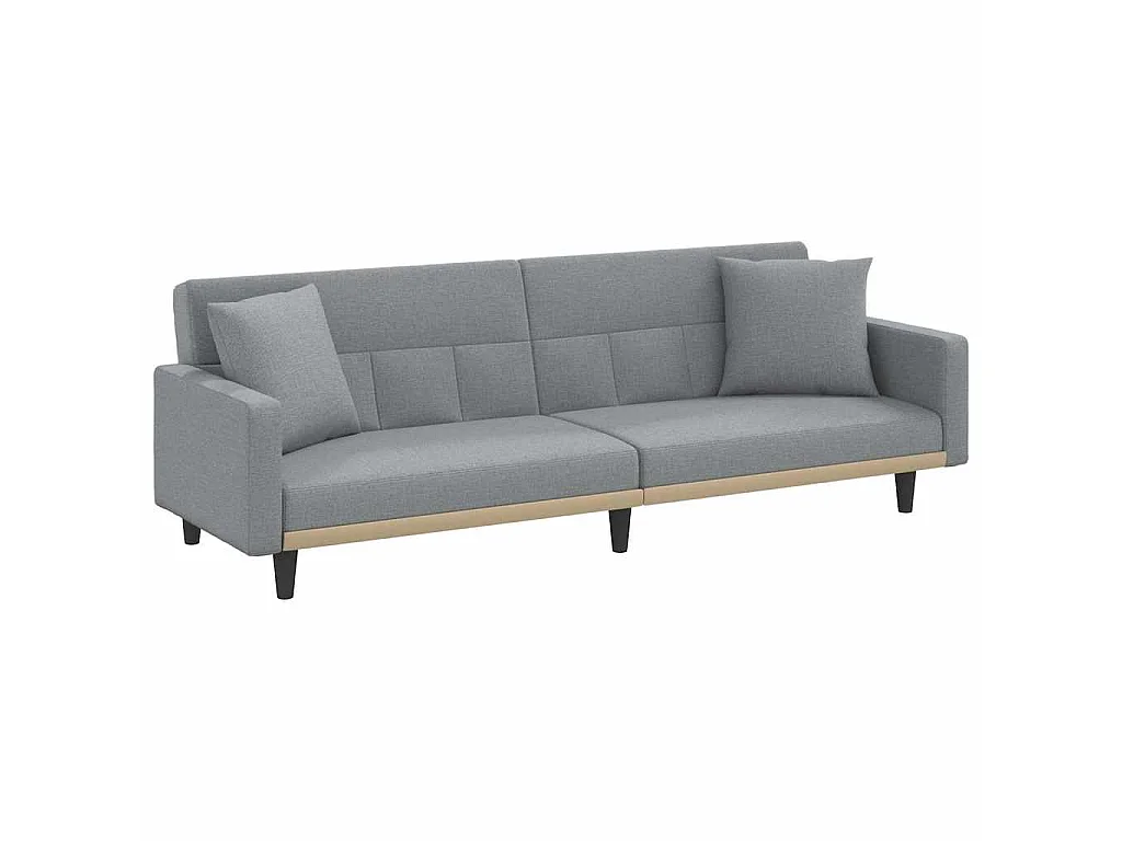 Divano Letto con Cuscini Grigio Chiaro in Tessuto