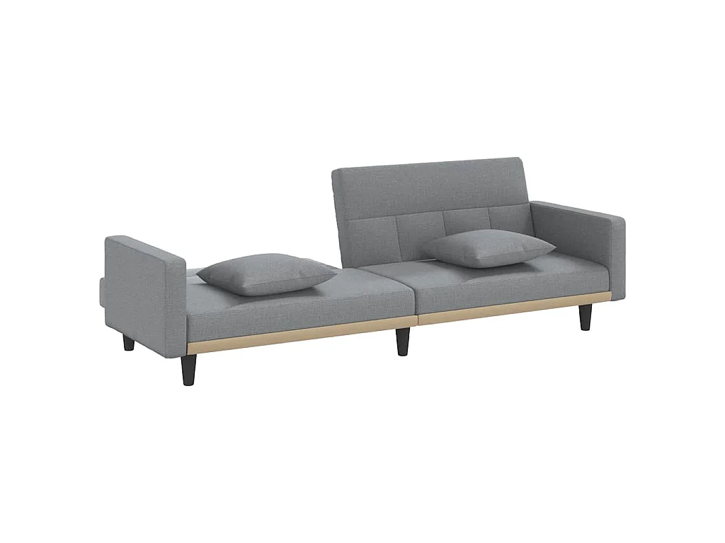 Divano Letto con Cuscini Grigio Chiaro in Tessuto