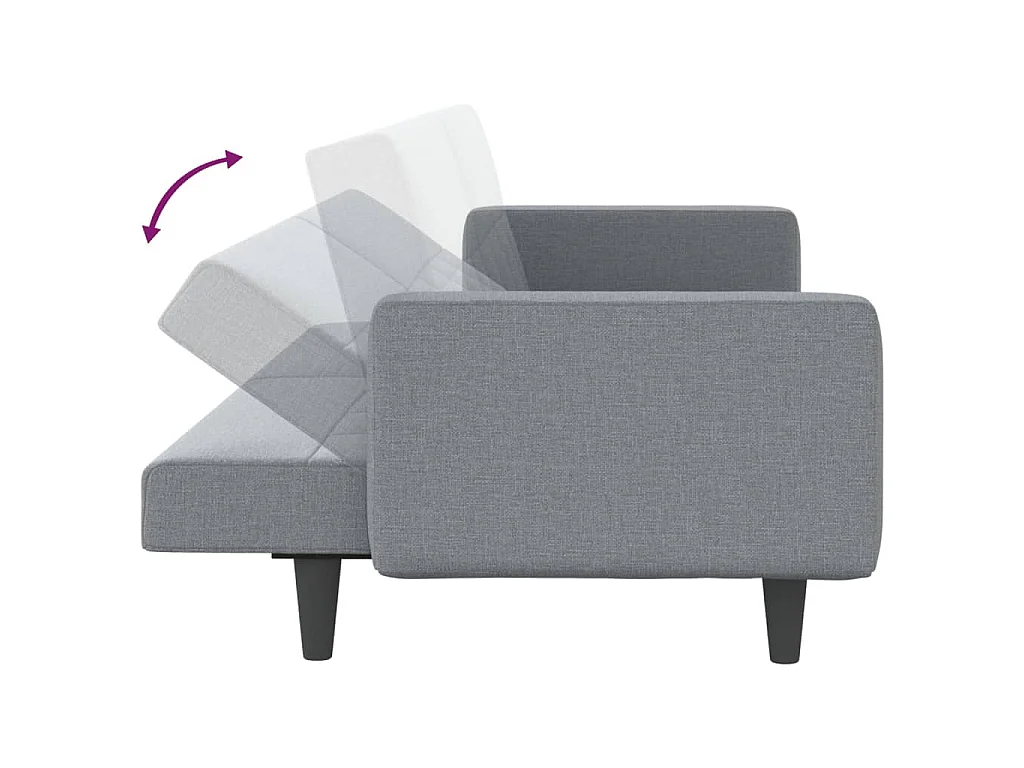 Divano Letto con Cuscini Grigio Chiaro in Tessuto