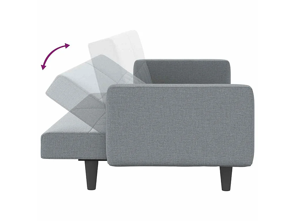 Divano Letto con Cuscini Grigio Chiaro in Tessuto