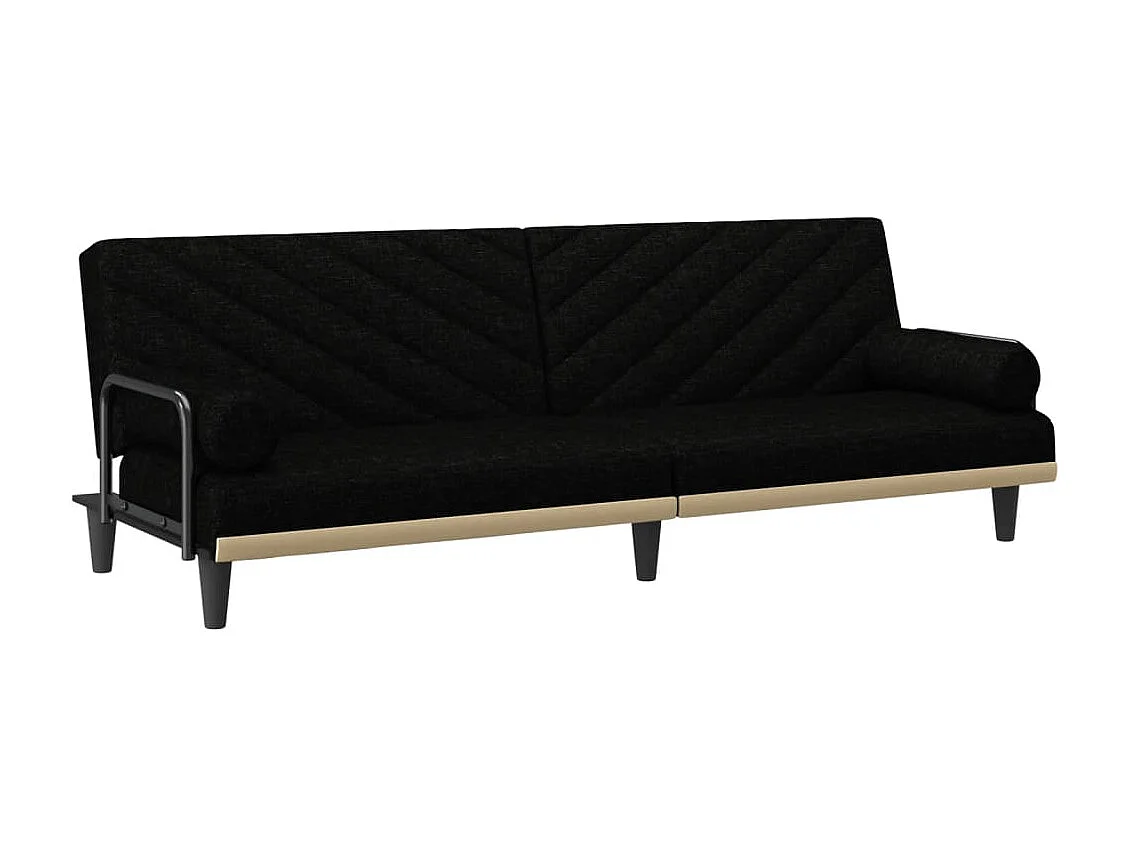 Canapé-lit avec accoudoirs noir tissu